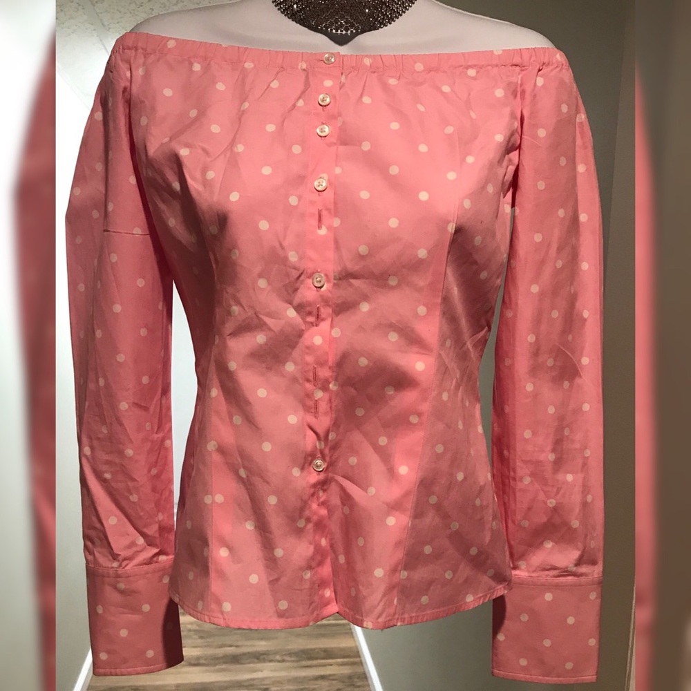 Polka Dot Off The Shoulder Top.